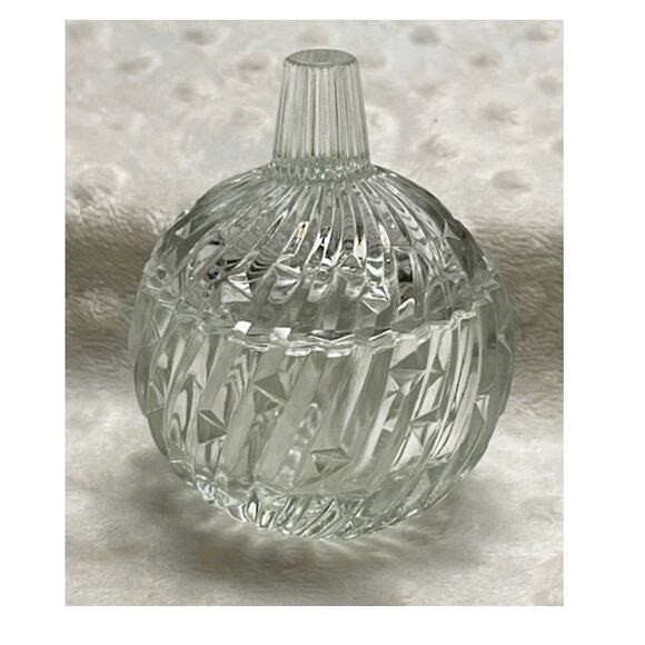 Vintage French Cut Crystal Small "Pumpkin" Trinket Dish w/Lid- NEW - Picture 1 of 6